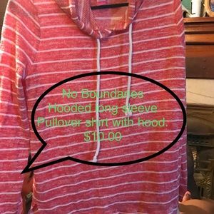 White and red stripped hooded t shirt